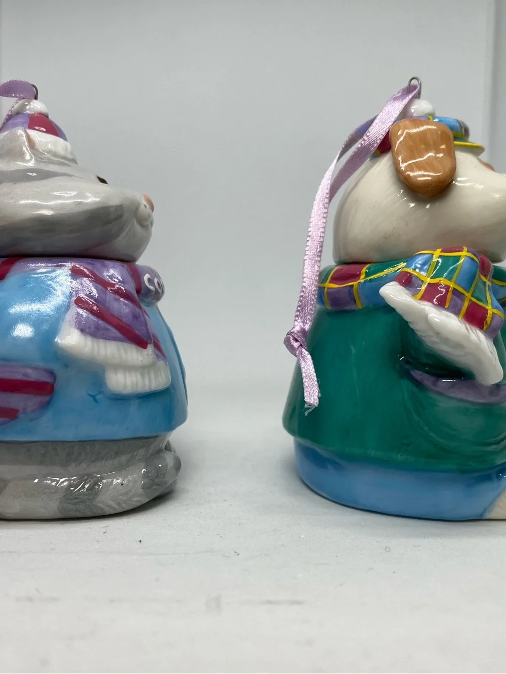 Hallmark 1996 Clyde Dog & Carmen Cat Cookie Jar Ornaments Vintage Set of 2 USED